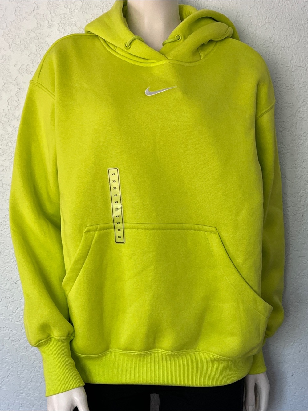 Nike Sportswear Womens XS Volt Green Oversized Fleece Hoodie Pullover NWT